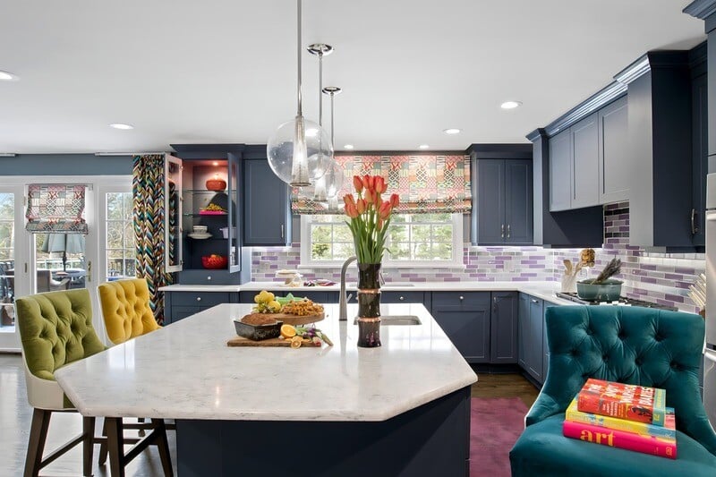 Beautiful modern blue kitchen remodel